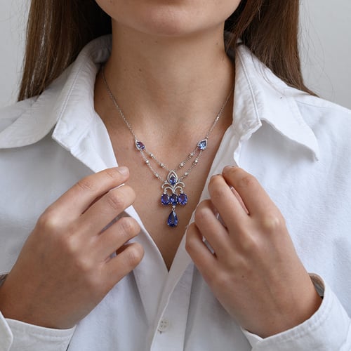 Tanzanitový náhrdelník plný diamantů Noeti