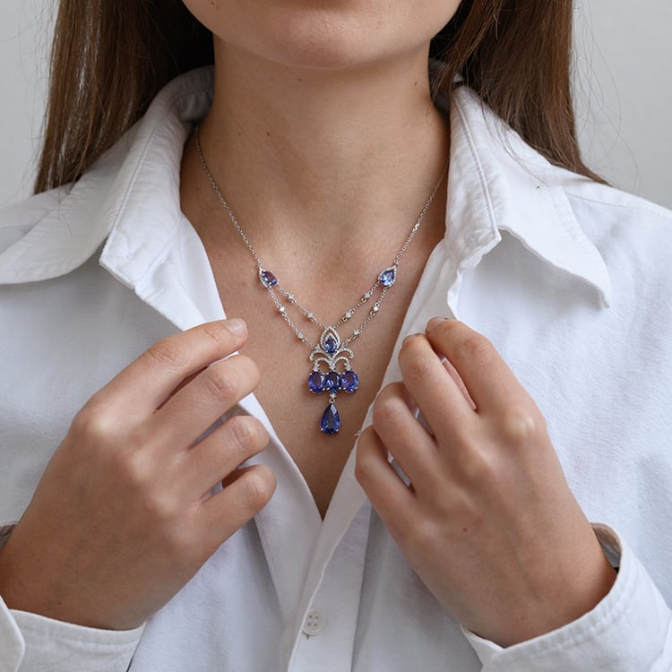 Tanzanitový náhrdelník plný diamantů Noeti 134152