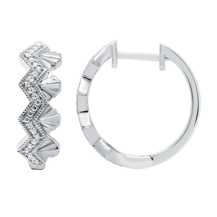 Stříbrné neobvyklé kruhové náušnice s diamanty Alva 160982