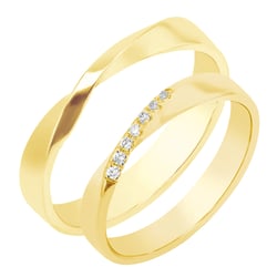 Zlaté propletené snubní prsteny s diamanty Lasha