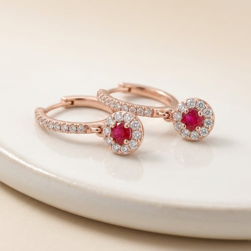 Půvabné stříbrné náušnice s rubíny a lab-grown diamanty Donna