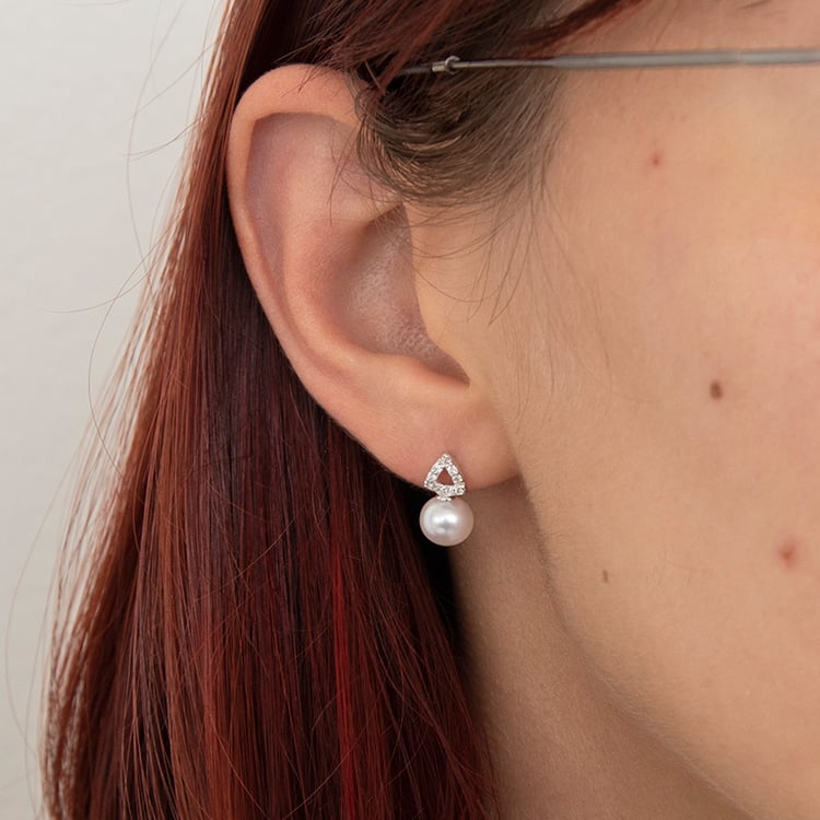 Perlové náušnice s diamanty ze zlata Jolyte 109396