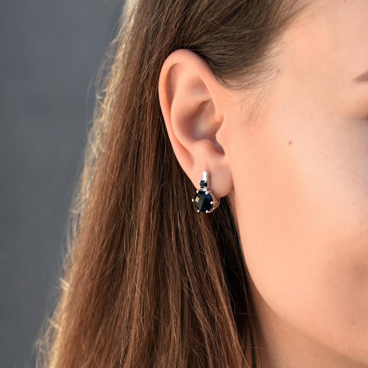 Stříbrné visací náušnice s černými onyxy 48998