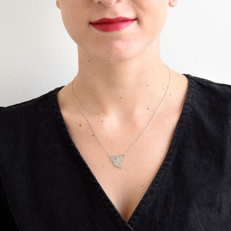 Náhrdelník ve tvaru holubice s diamanty Dove 96662