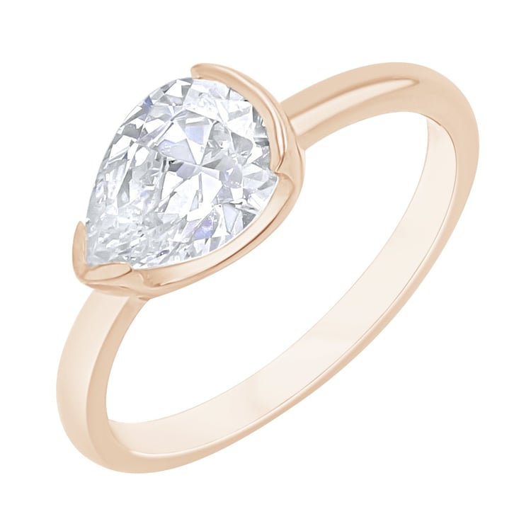 Zlatý prsten s half-bezel lab-grown pear diamantem Timarete 164666