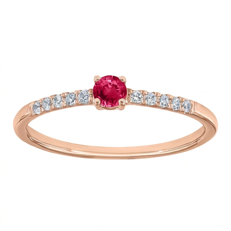 Stříbrný prsten s rubínem a postranními lab-grown diamanty Mikey 169420