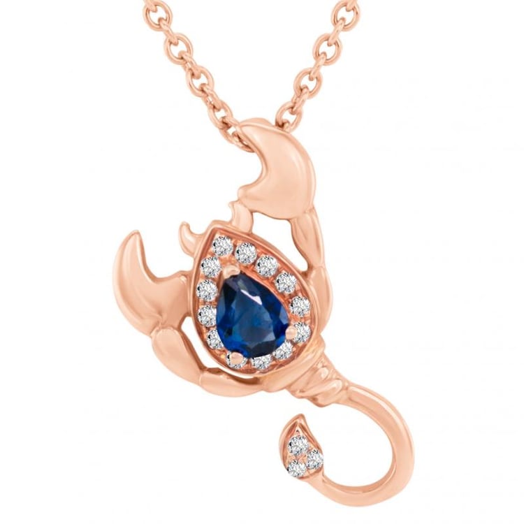 Safírový náhrdelník s diamanty ve tvaru Štíra Escorpión
