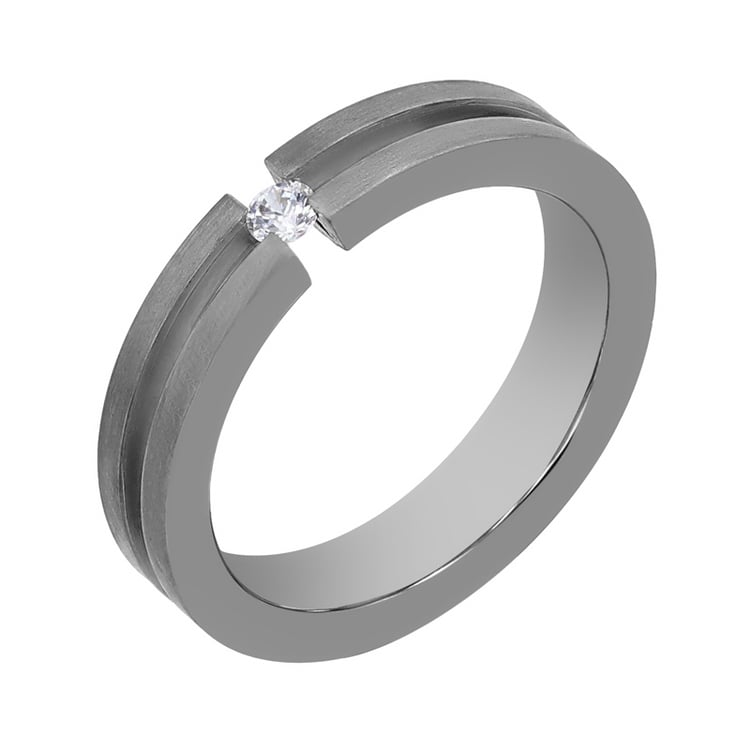 Titanové snubní prsteny s diamantem Rowley 107708