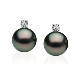 Náušnice s diamanty a černými perlami Morisah
