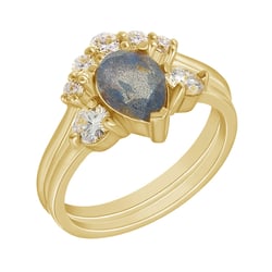 Set prstenů ze zlata s labradoritem a moissanity Bechet