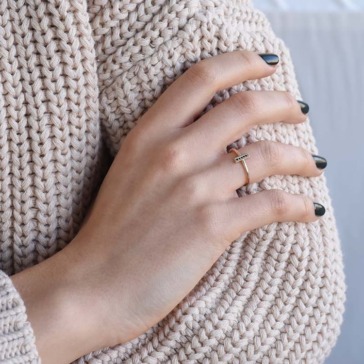 Prsten s černými diamanty 92624