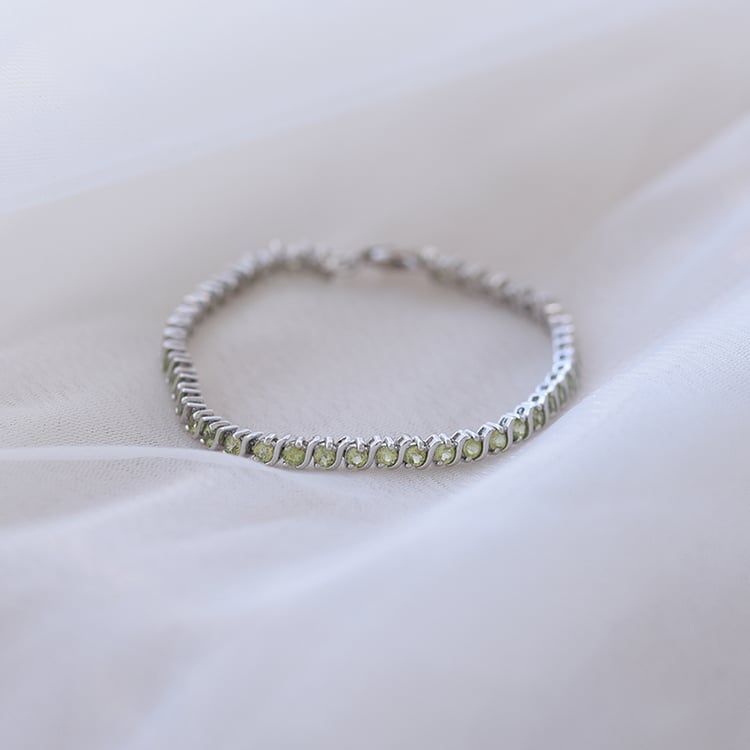 Stříbrný náramek zdobený olivíny 62136