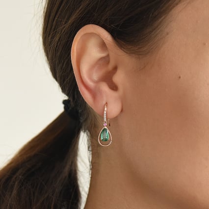 Smaragdové náušnice se safíry a diamanty Elsterna