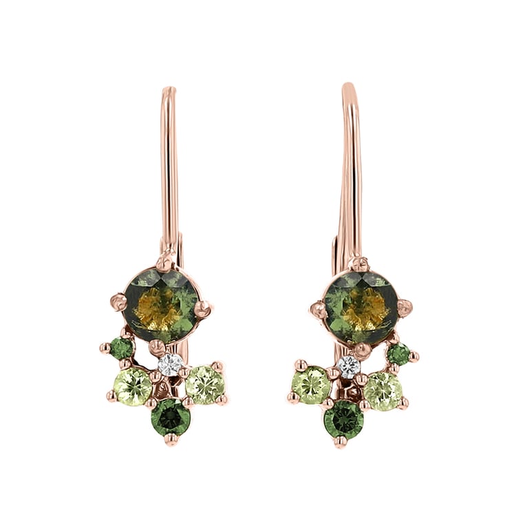 Cluster náušnice s vltavíny, safíry a diamanty Gita 146864