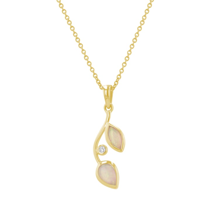 Opálový přívěsek ve tvaru lístků s diamantem Daria 110347