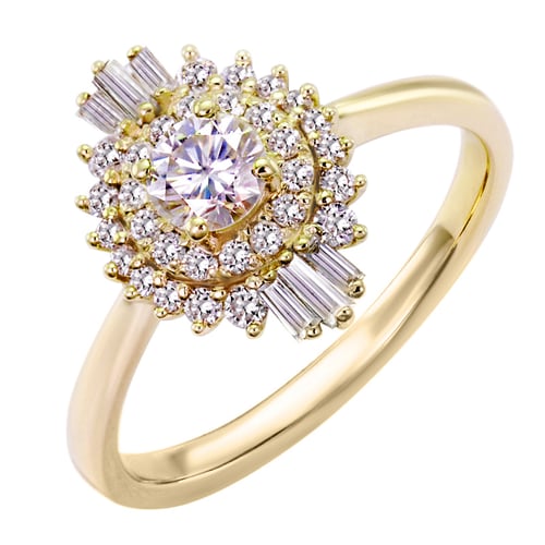 Zlatý prsten s moissanitem a lab-grown diamanty Deizy