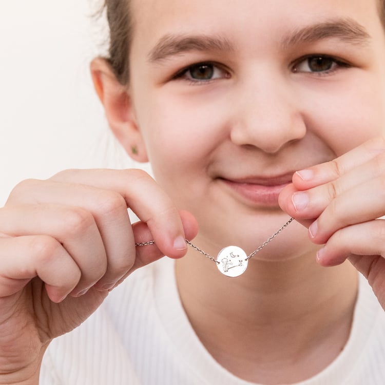 Stříbrný náramek Malý princ s liškou a gravírem 122302