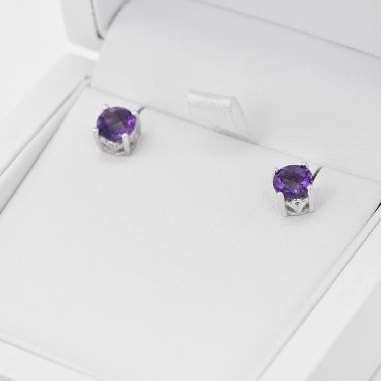 Ametystové náušnice ze stříbra 2172