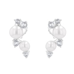 Stříbrné perlové náušnice s bílými topazy Anita