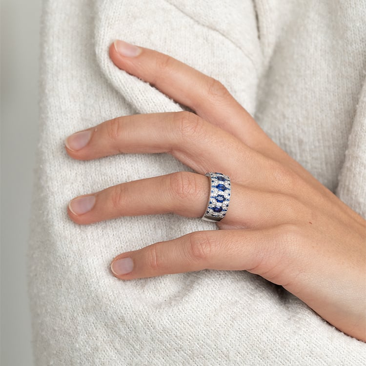 Prsten s oválnými safíry a diamanty Soul 131118