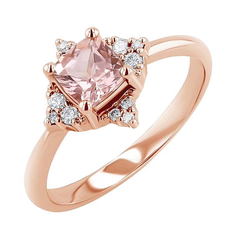 Prsten s morganitem a diamanty Ethany 127648