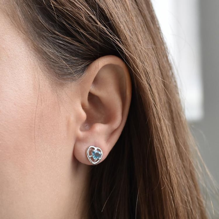 Srdíčkové stříbrné náušnice s topasy 13978