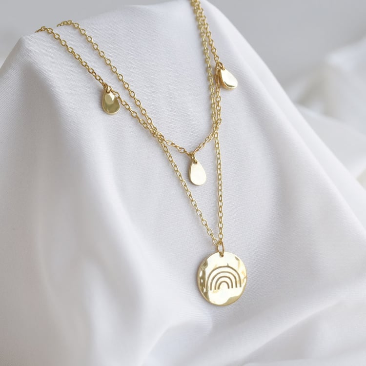 Set stříbrného přívěsku a náhrdelníku s kapkami a duhou A Cup Of Style 82082