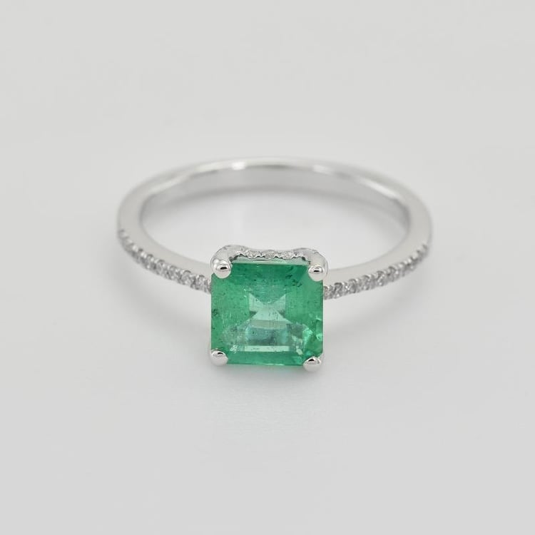 Zlatý prsten s princess smaragdem 27174