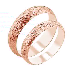 Snubní prsteny s ruční rytinou listů Mylie