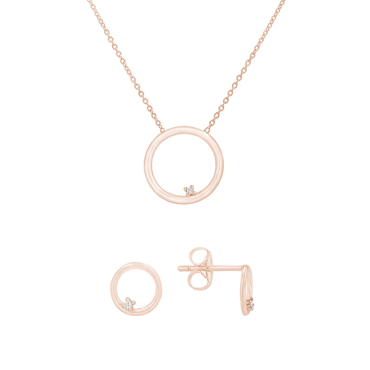 Kolekce karma náušnic a náhrdelníku z růžového zlata 82319