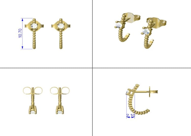 Kuličkové náušnice s lab-grown diamanty Muvial 111215