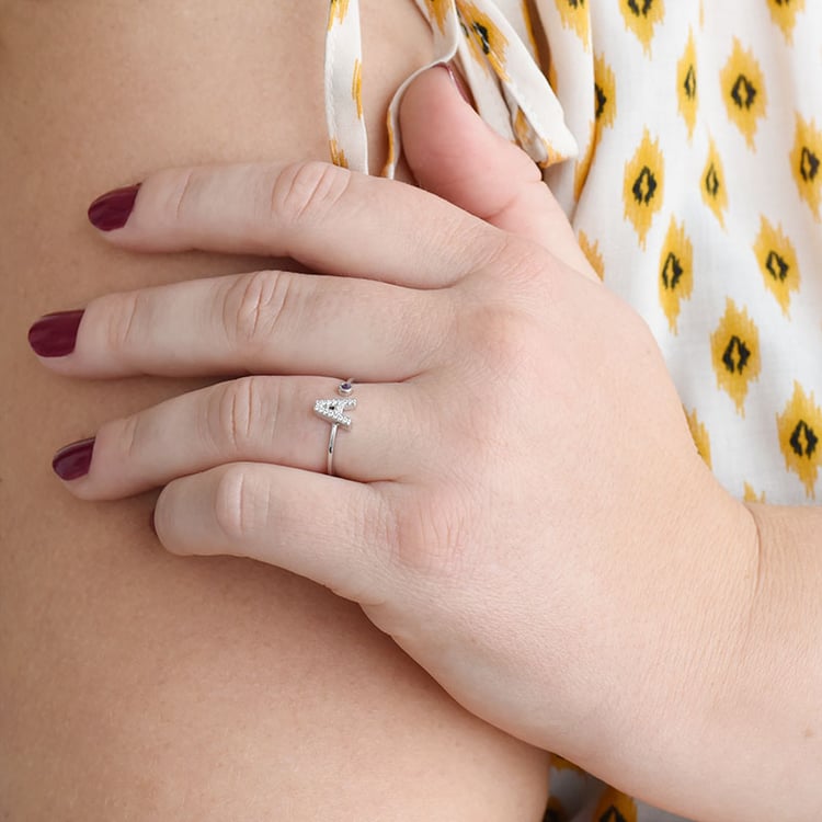 Diamantový prsten s výběrem písmene a drahokamu 88774