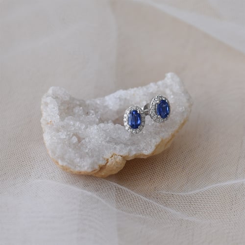 Zlaté náušnice se safíry a diamanty Elina
