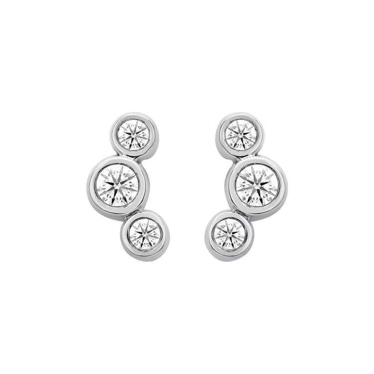 Moderní zlaté náušnice s kulatými lab-grown diamanty Ebba 160171