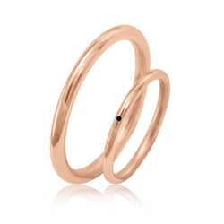 Zlaté minimalistické snubní prsteny s černým diamantem Alays