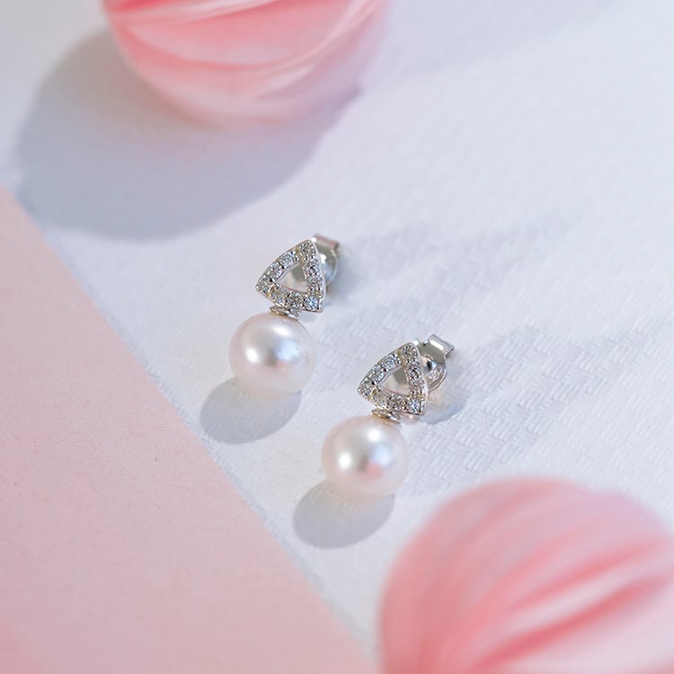 Perlové náušnice s diamanty ze zlata Jolyte 109319