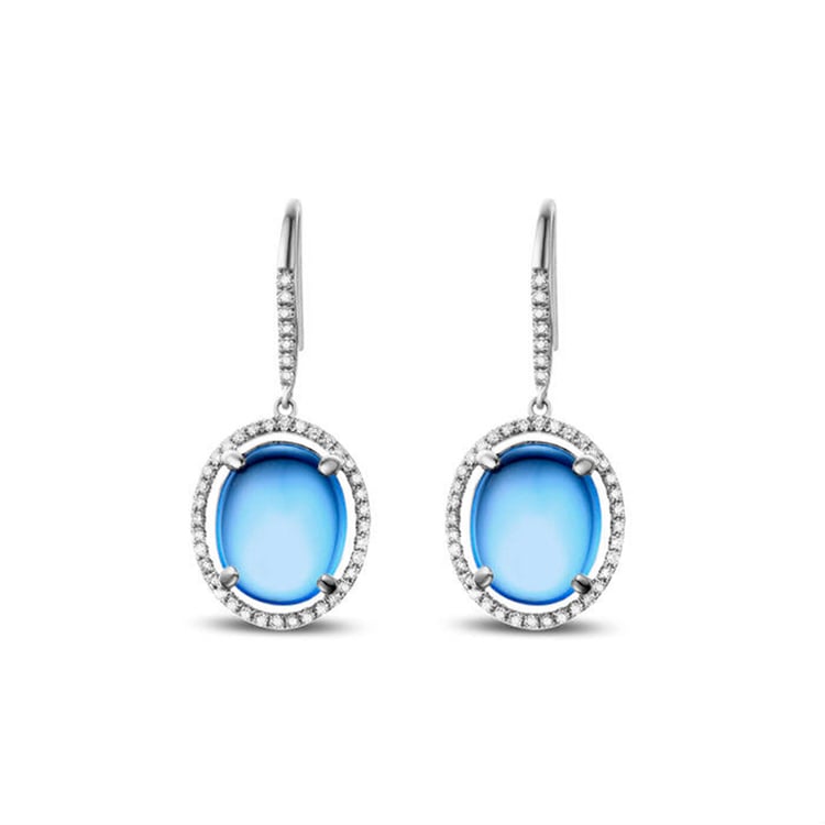 Diamantové náušnice s topazy 88131