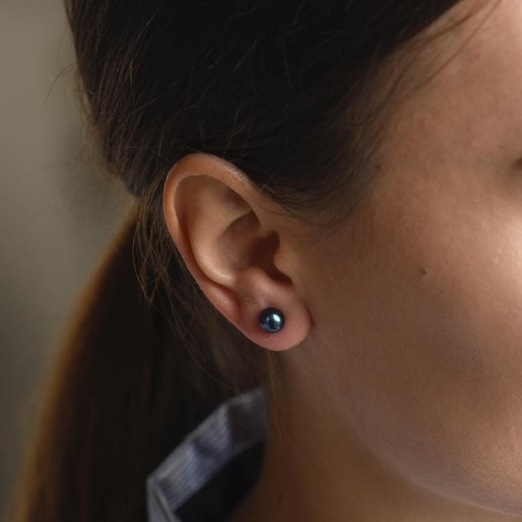 Náušnice s černými perlami 52844