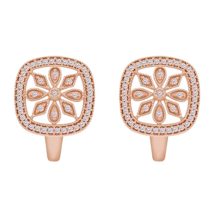 Zlaté diamantové náušnice květiny 48426