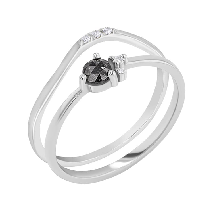 Set prstenů se salt and pepper diamantem Marine