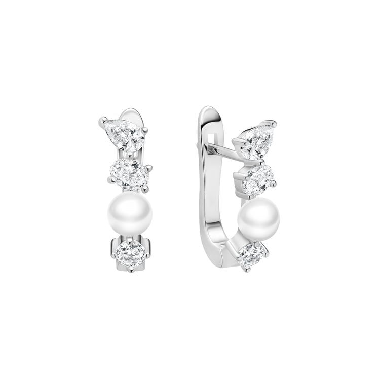 Perlové náušnice z stříbra a zirkony Karmina