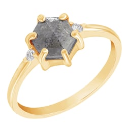 Zlatý prsten se salt and pepper diamantem a postranními lab-grown diamanty Felice