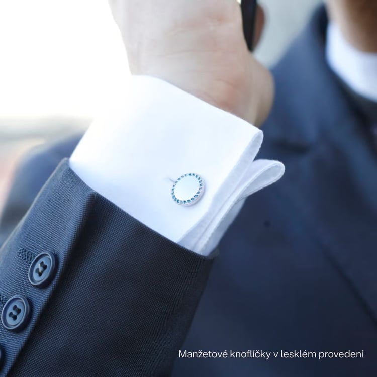 Stříbrné manžetové knoflíčky s modrými diamanty Tallis 165346