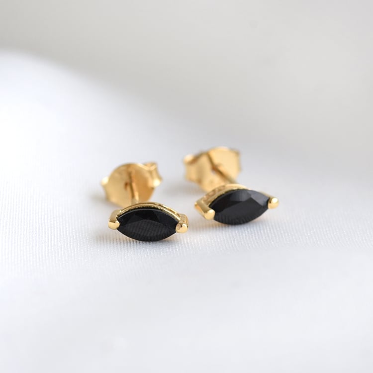 Minimalistické stříbrné náušnice s černými spinely Andine 117943