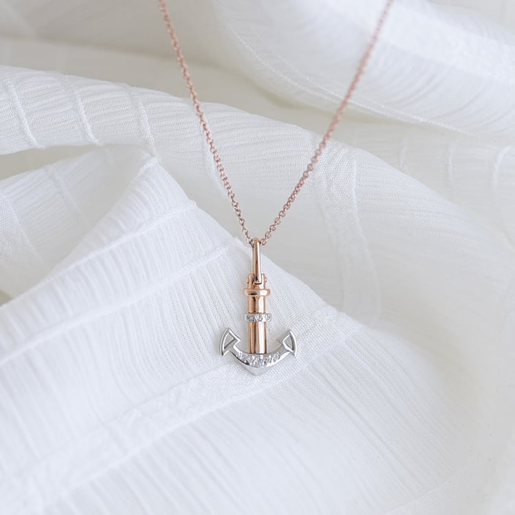 Stříbrný přívěsek kotva s lab-grown diamanty Anchor 104283