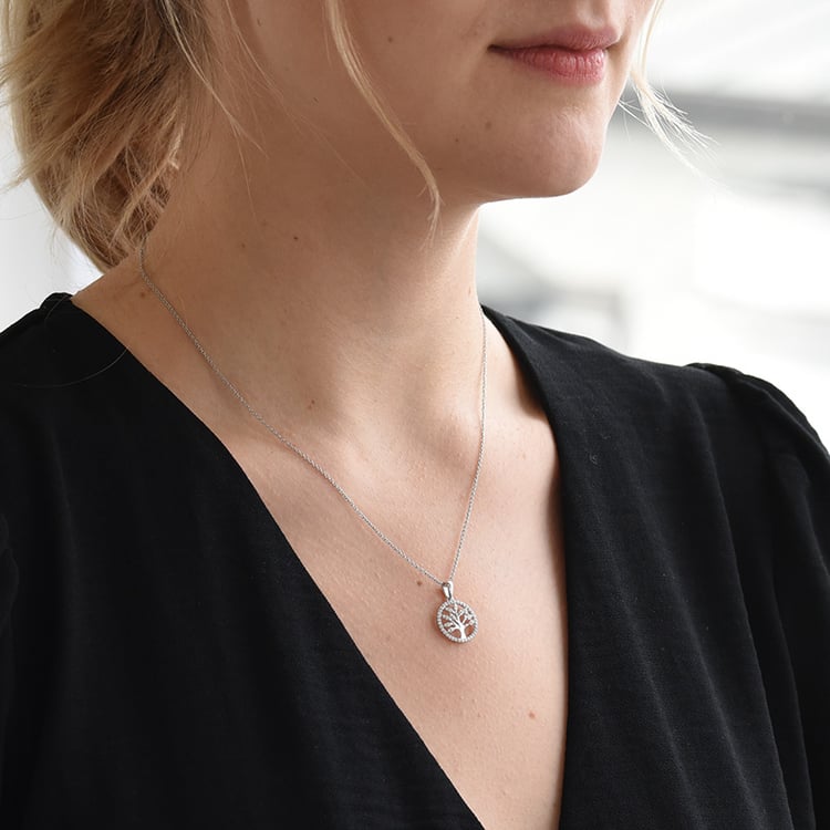 Stříbrný strom života s lab-grown diamanty Elmer 104388