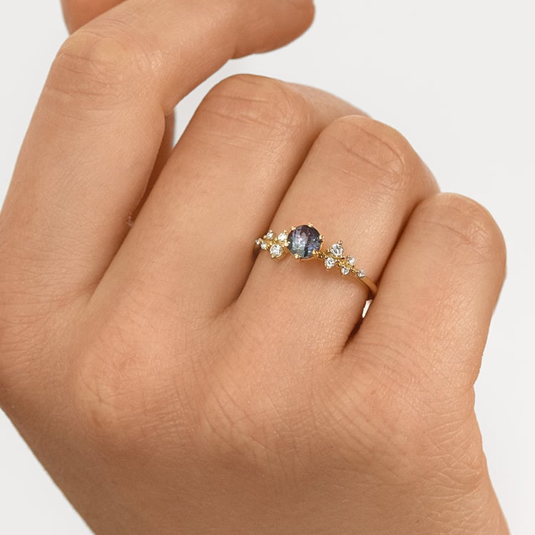 Zásnubní prsten s lab-grown alexandritem a lab-grown diamanty Olha 153154