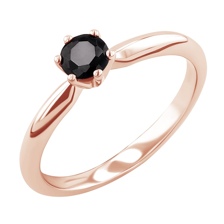 Zlatý zásnubní prsten s černým diamantem Mala 125607