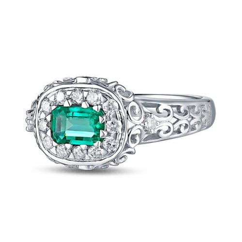 Zlatý prsten s emerald smaragdem a diamanty Mareia