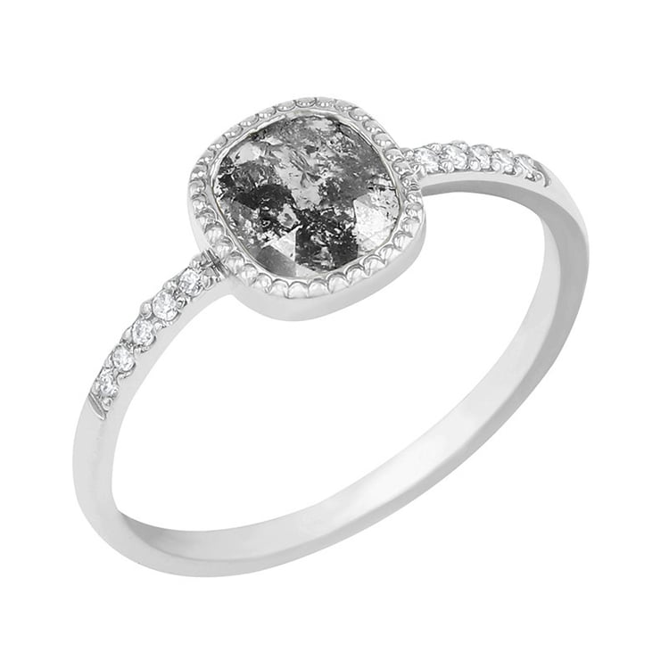 Prsten s emerald salt and pepper diamantem a lab-grown diamanty Adaline